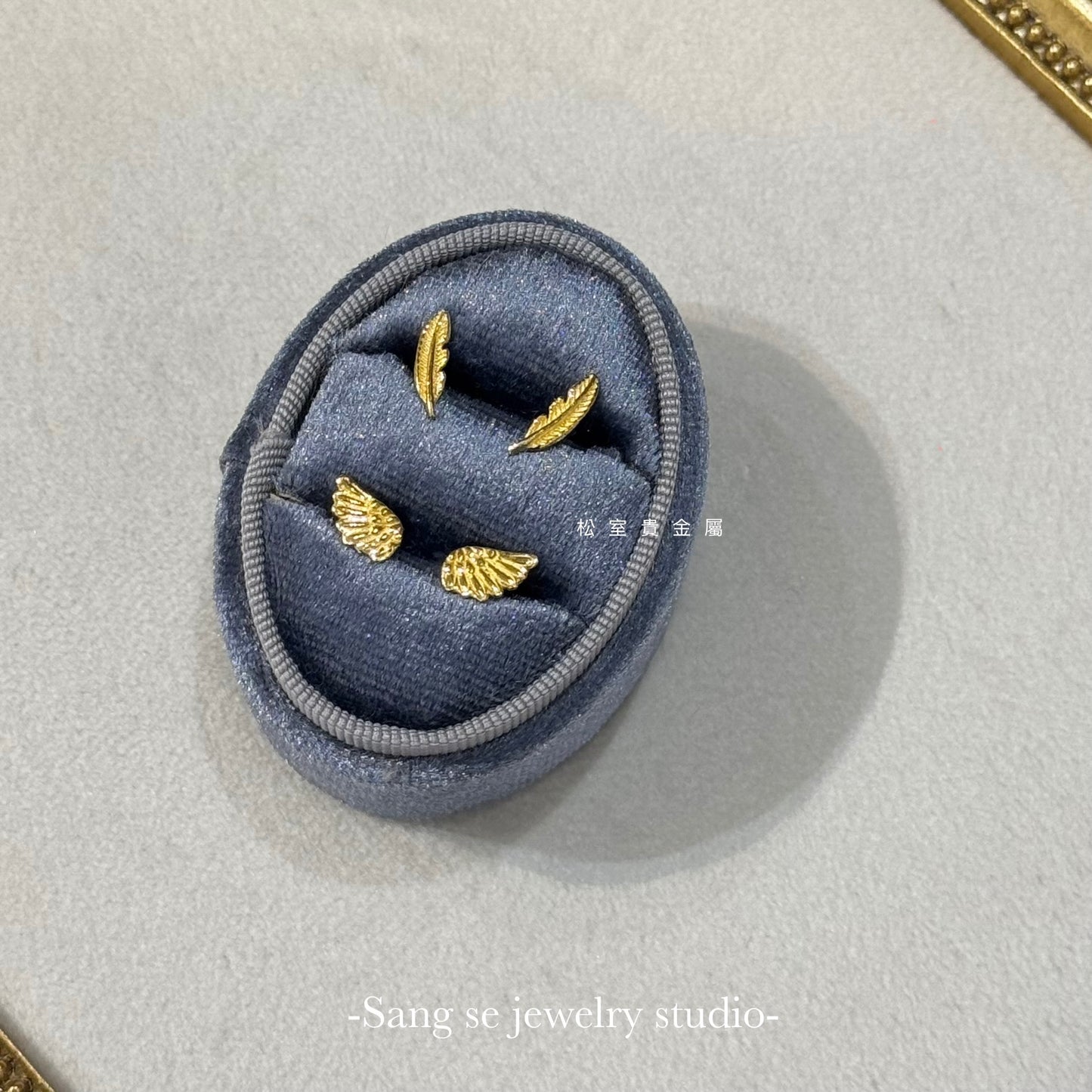 金色羽毛Feather黃金耳環,松室貴金屬